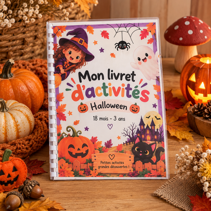 Livret d'activités Halloween IlyoaCréation, couverture dans une ambiance automnale chaleureuse